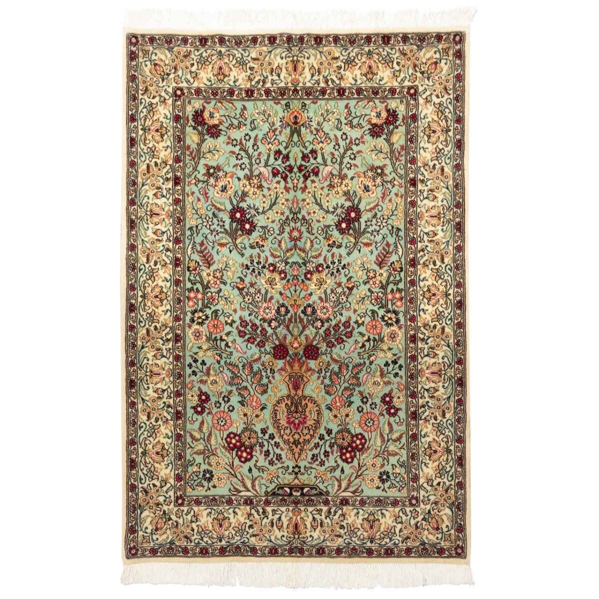 Price and Buy Persian Carpet with Wool Hand-Knotted in Isfahan Floral Light Green