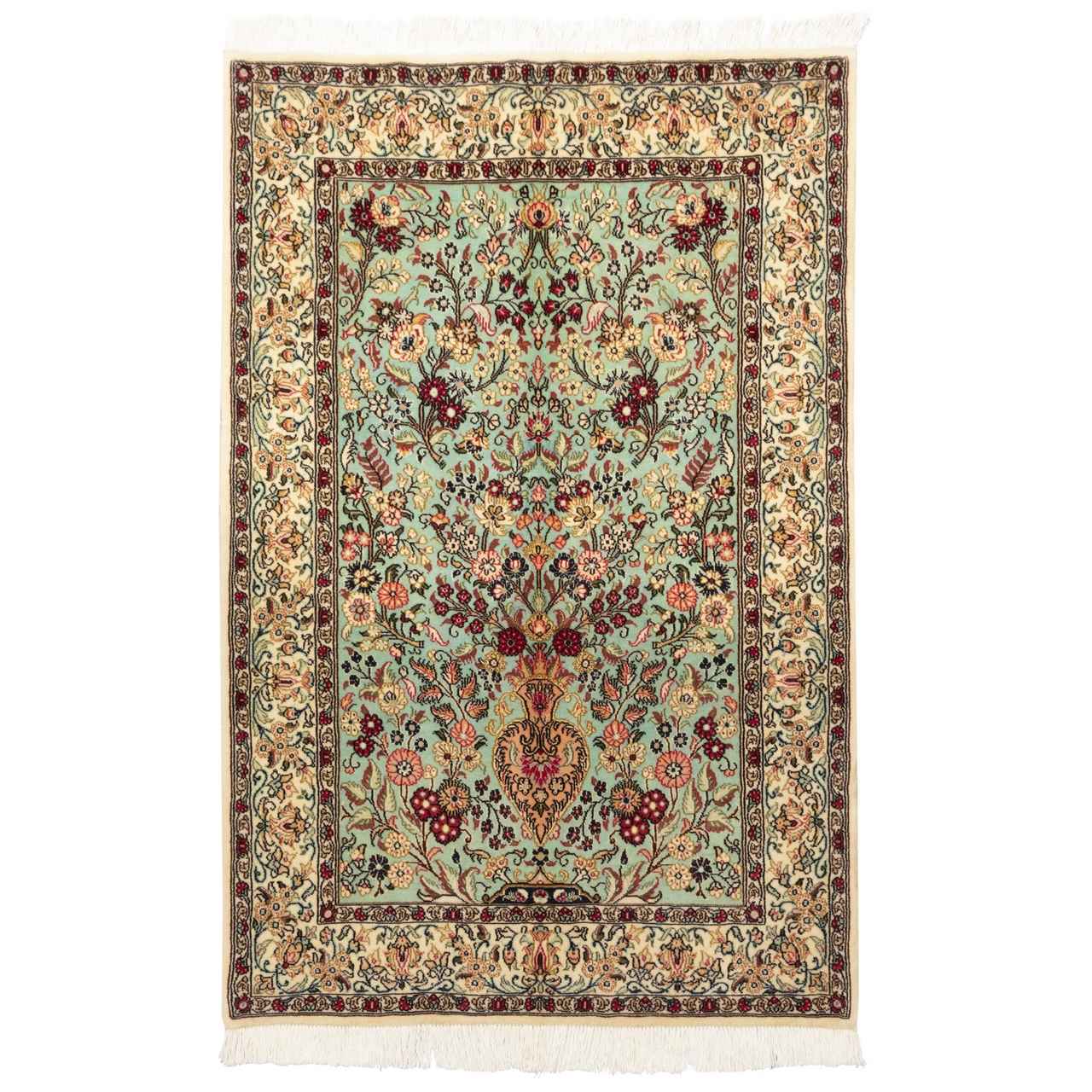 Price and Buy Persian Carpet with Wool Hand-Knotted in Isfahan Floral Light Green