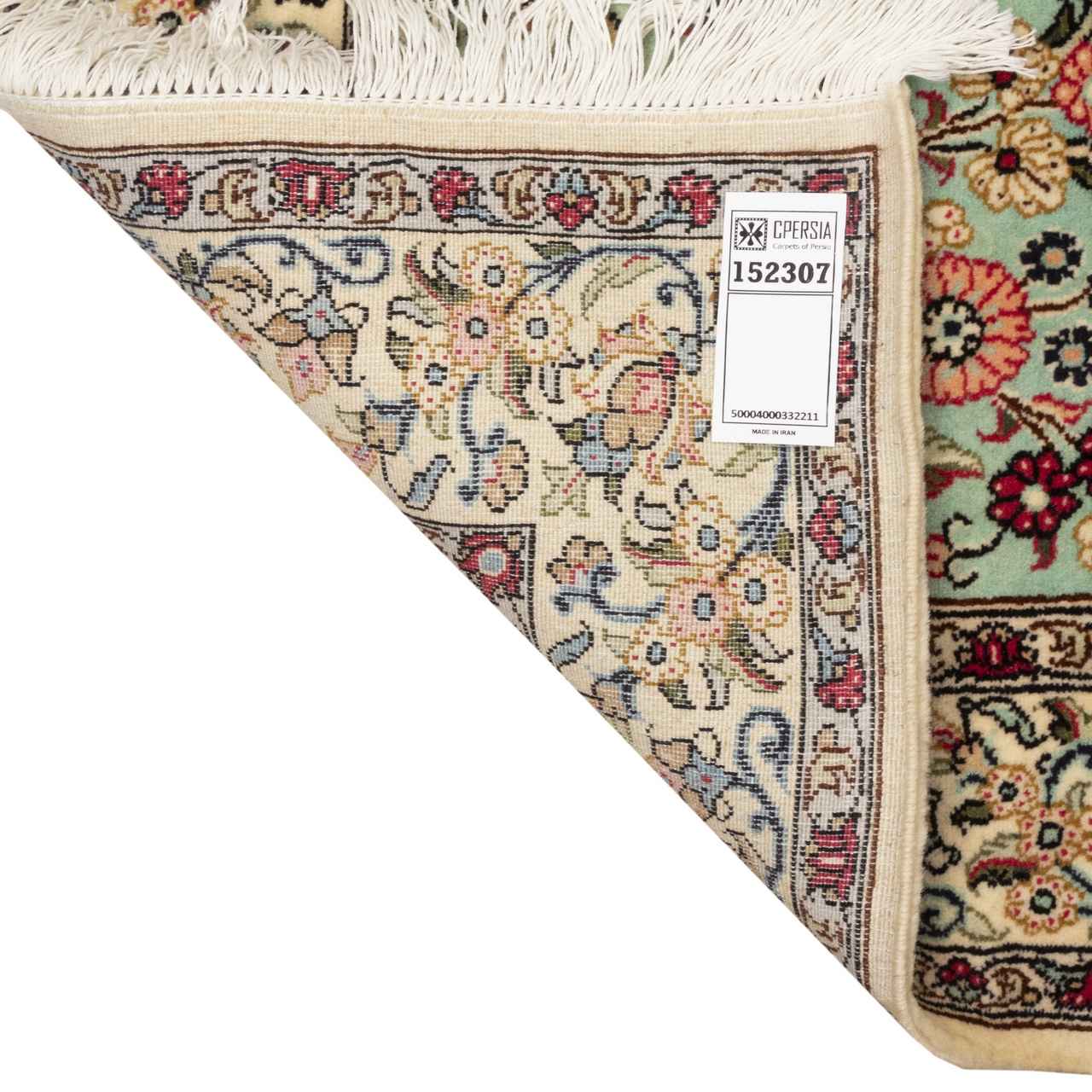 Price and Buy Persian Carpet with Wool Hand-Knotted in Isfahan Floral Light Green - Image 3