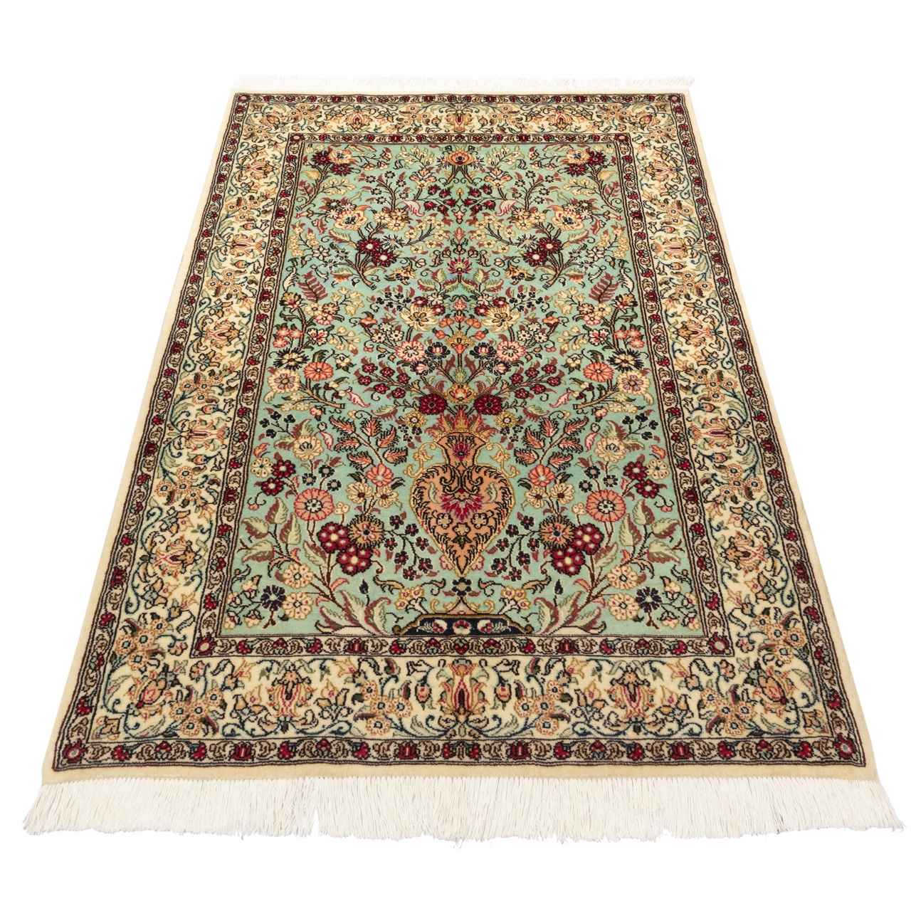 Price and Buy Persian Carpet with Wool Hand-Knotted in Isfahan Floral Light Green - Image 4