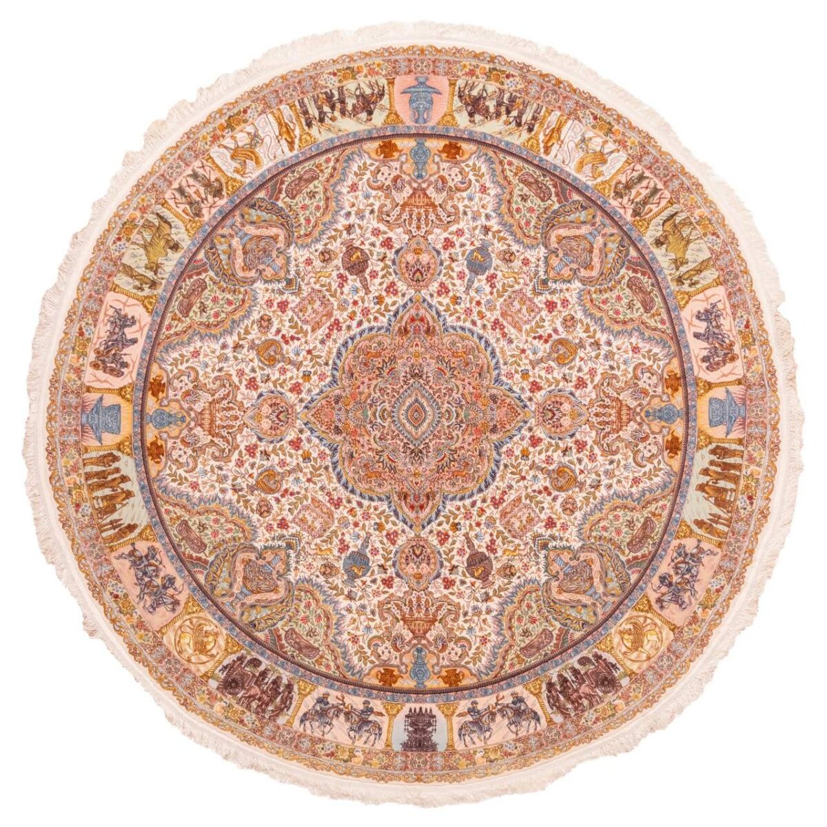 Price and Buy Persian Carpet with Silk Hand-Knotted in Tabriz Lachak Toranj Cream