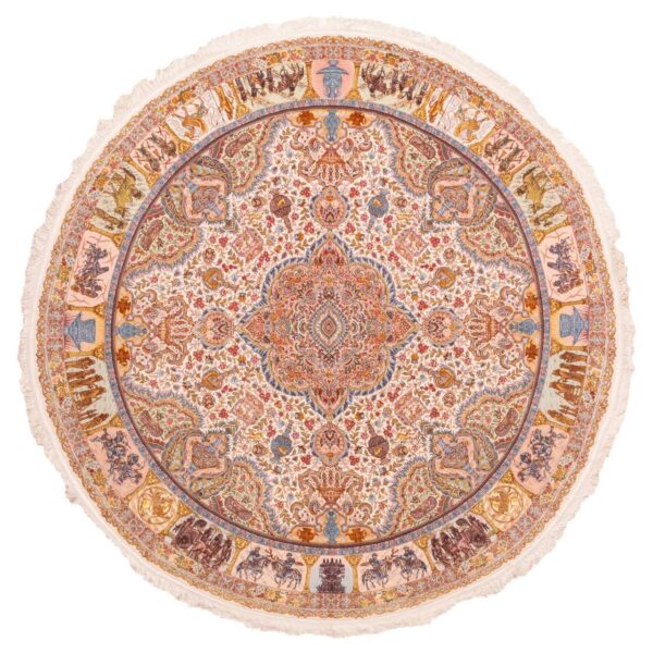 Persian-Rug-with-Silk-Hand-Knotted-in-Tabriz-Lachak-Toranj-Cream Price and Buy Persian Carpet with Silk Hand-Knotted in Tabriz Lachak Toranj Cream