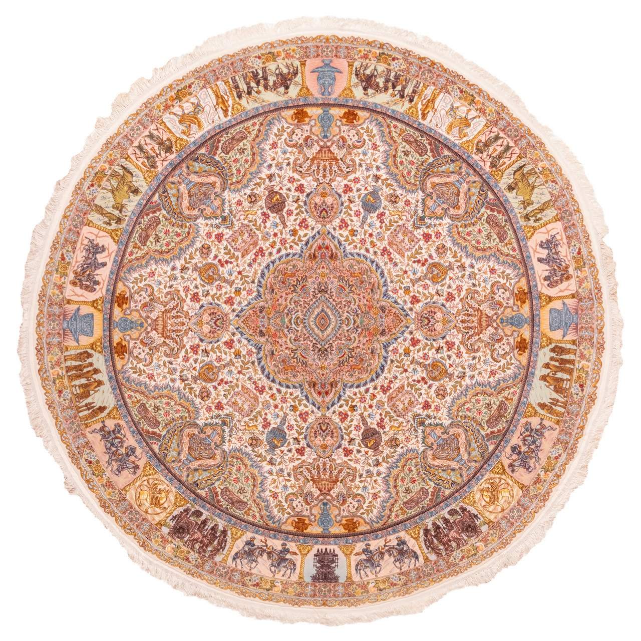 Price and Buy Persian Carpet with Silk Hand-Knotted in Tabriz Lachak Toranj Cream
