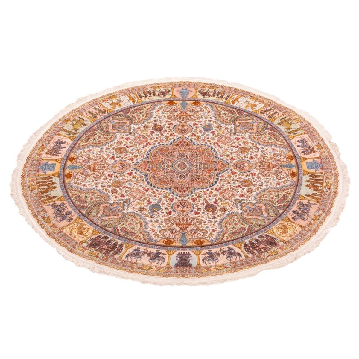 Price and Buy Persian Carpet with Silk Hand-Knotted in Tabriz Lachak Toranj Cream - Image 3