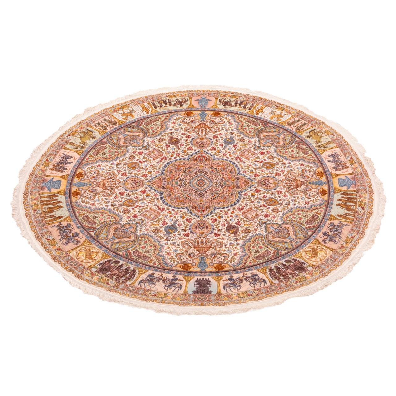 Price and Buy Persian Carpet with Silk Hand-Knotted in Tabriz Lachak Toranj Cream - Image 3