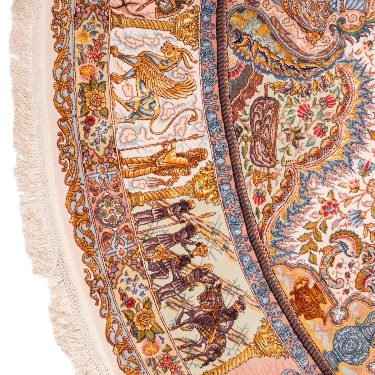 Price and Buy Persian Carpet with Silk Hand-Knotted in Tabriz Lachak Toranj Cream - Image 6