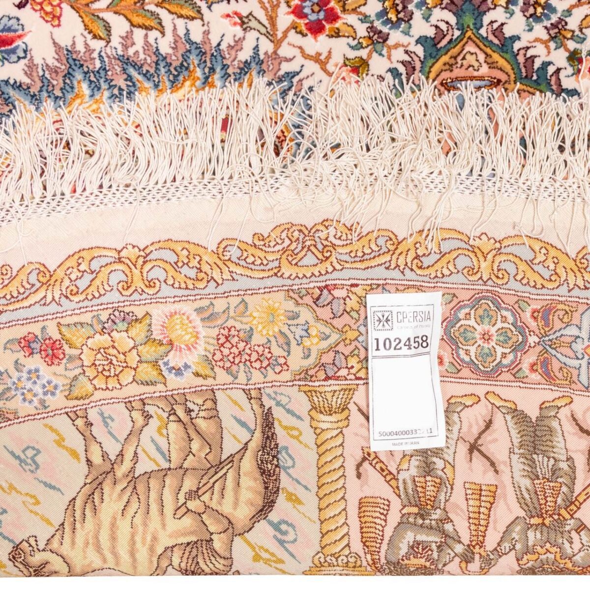 Price and Buy Persian Carpet with Silk Hand-Knotted in Tabriz Lachak Toranj Cream - Image 2