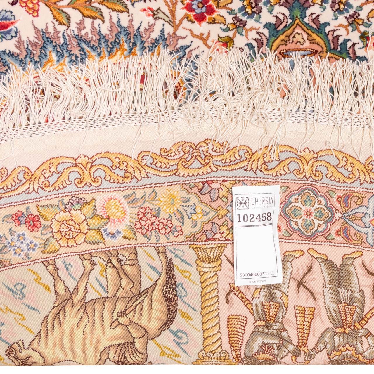 Price and Buy Persian Carpet with Silk Hand-Knotted in Tabriz Lachak Toranj Cream - Image 2