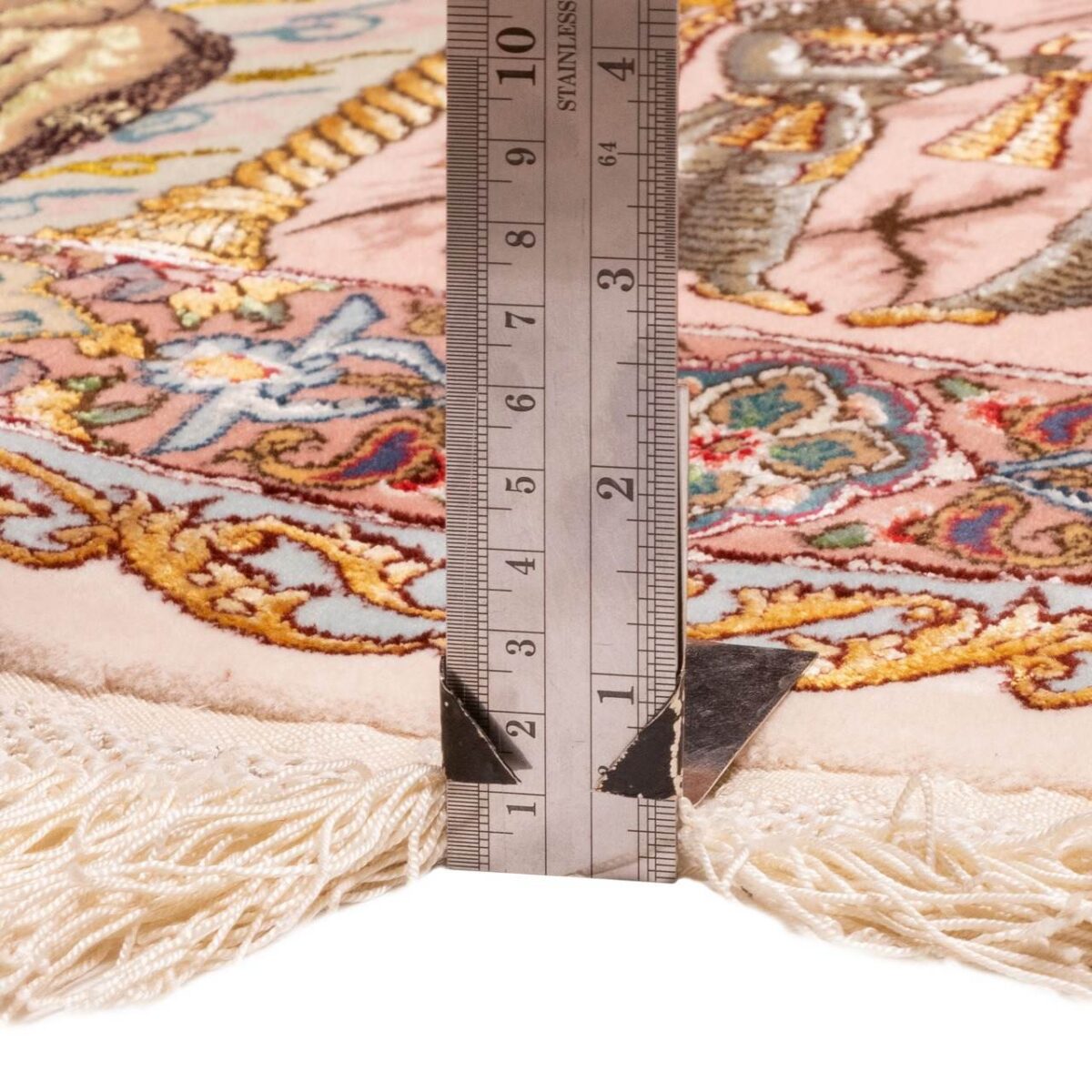 Price and Buy Persian Carpet with Silk Hand-Knotted in Tabriz Lachak Toranj Cream - Image 7