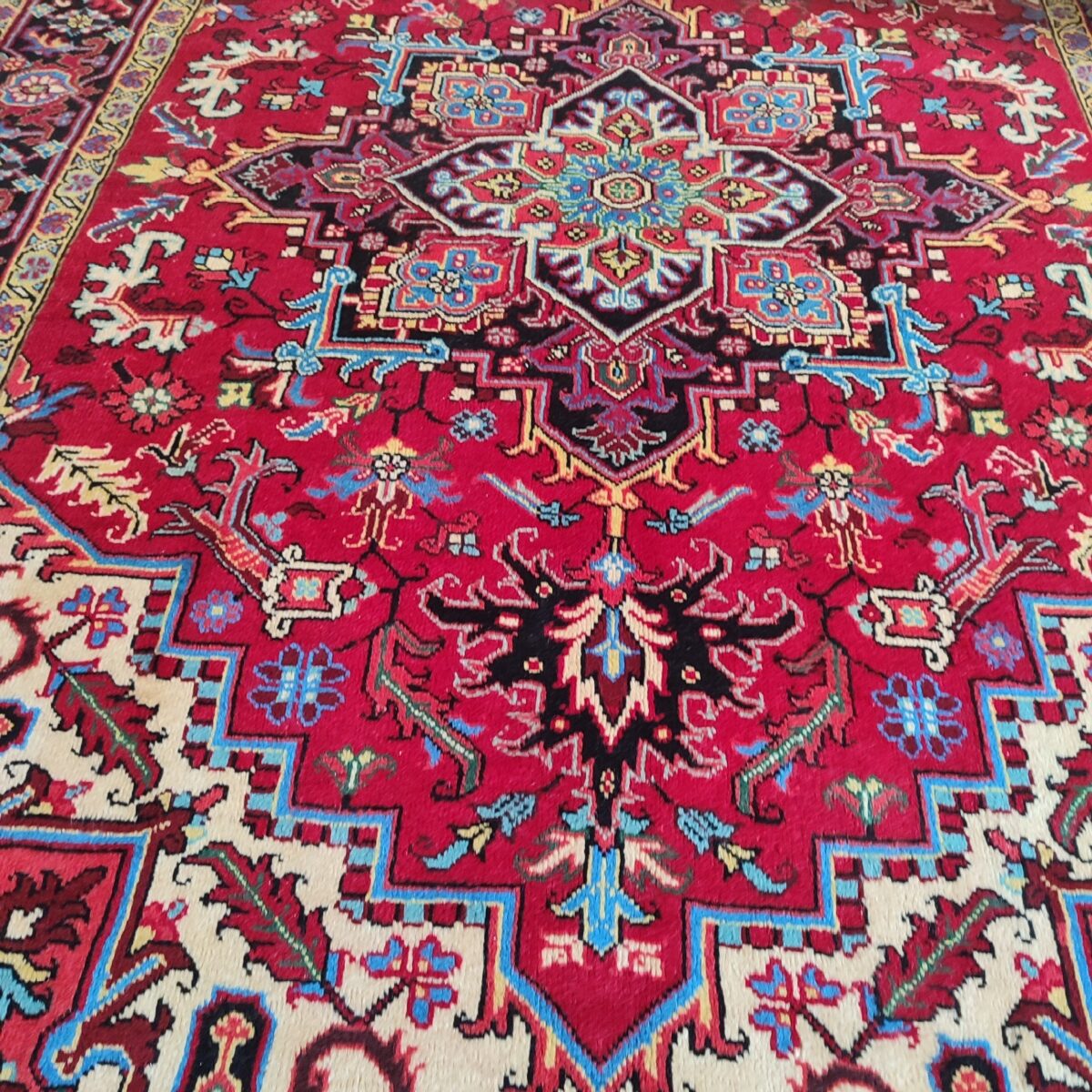 Price and Buy Persian Carpet with Wool Hand-Knotted in Tabriz Heriz Red - Image 2