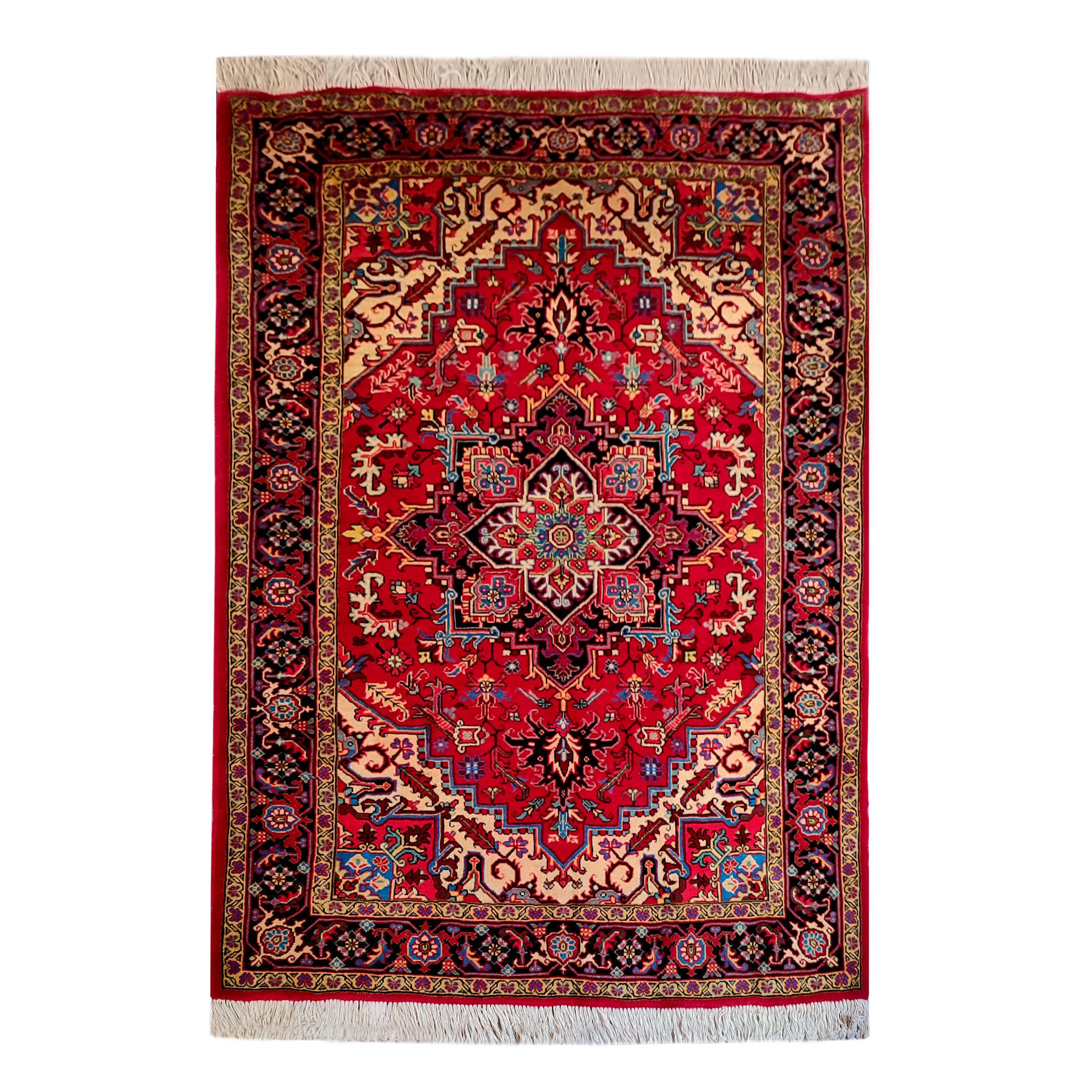 Price and Buy Persian Carpet with Wool Hand-Knotted in Tabriz Heriz Red