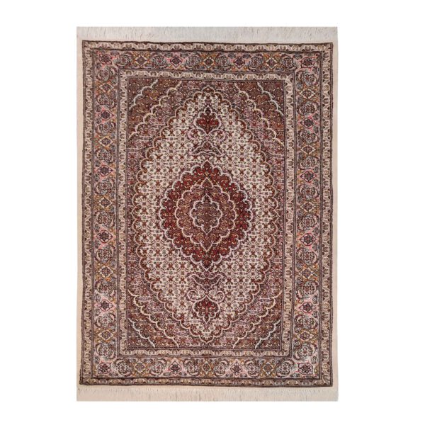 Persian-Rug-with-Wool-Hand-Knotted-in-Tabriz-Riz-Mahi-Brown Price and Buy Persian Carpet with Wool Hand-Knotted in Tabriz Riz Mahi Brown