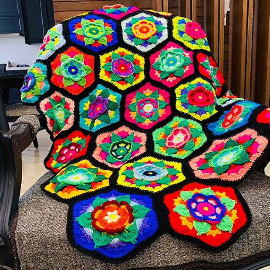 Price and Buy Crochet Throw for Sofa and Bed Checkered Bohemian Sina - Image 2