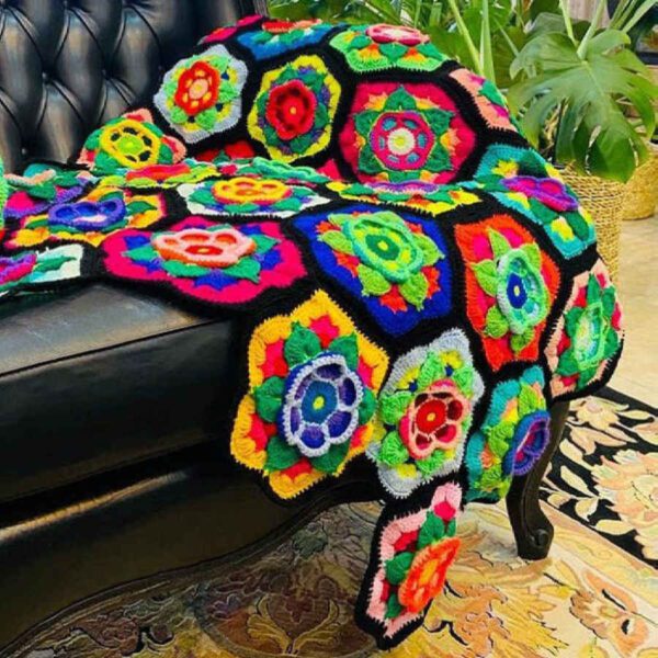Persian-Style-Knitted-Sofa-Bed-Throw-Model-Sina1-1 Price and Buy Crochet Throw for Sofa and Bed Checkered Bohemian Sina