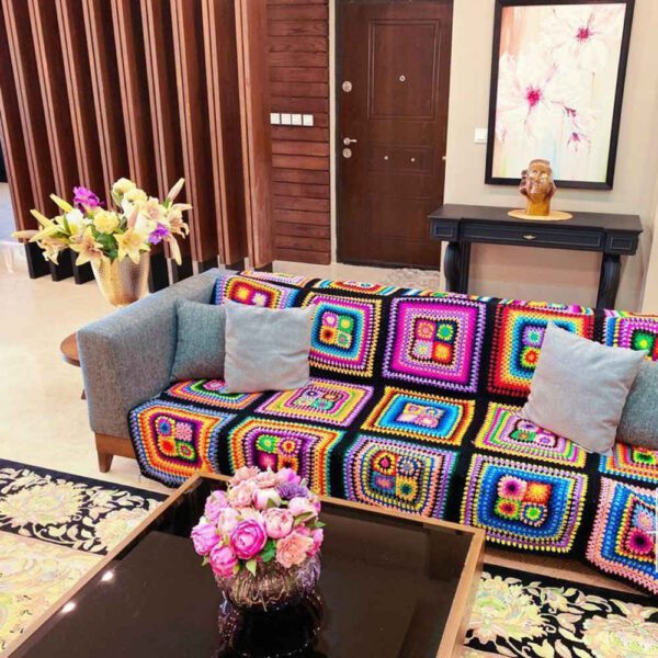 Persian-Style-Knitted-Sofa-Bed-Throw-Model-Yas Price and Buy Crochet Throw for Sofa and Bed Checkered Bohemian Yas