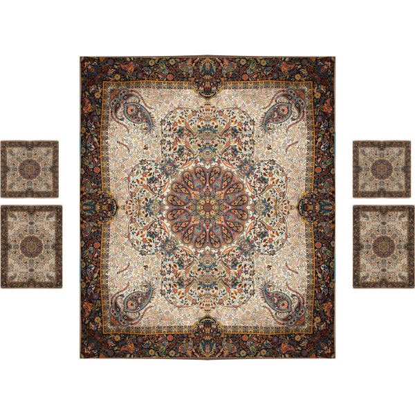 Persian-Termeh-Bedspread-Model-Afshar-Set-of-5-1 Price and Buy Persian Bedspread Set – Oriental Style Double Size with Termeh Fabric – Afshar