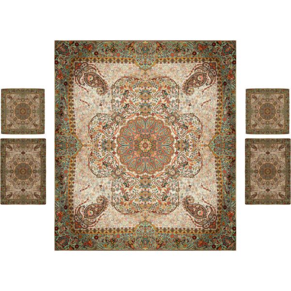 Persian-Termeh-Bedspread-Model-Negin-Set-of-5-3 Price and Buy Persian Bedspread Set – Oriental Style Double Size with Termeh Fabric – Negin