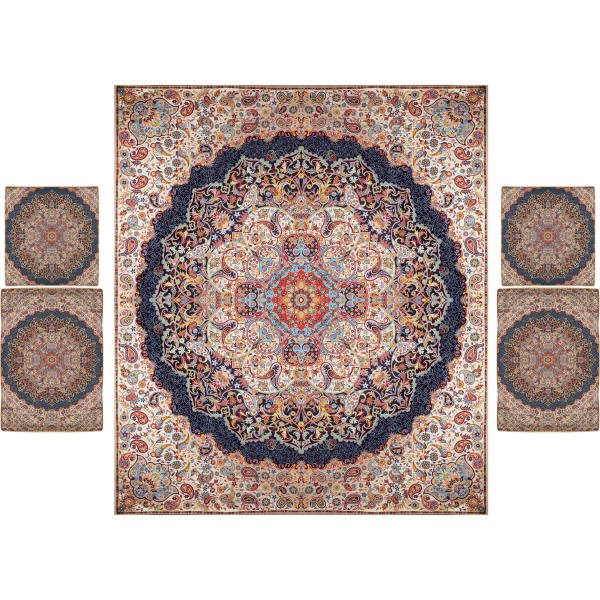 Persian-Termeh-Bedspread-Model-Ordibehesht-5X-1 Price and Buy Persian Bedspread Set – Oriental Style Double Size with Termeh Fabric – Ordibehesht