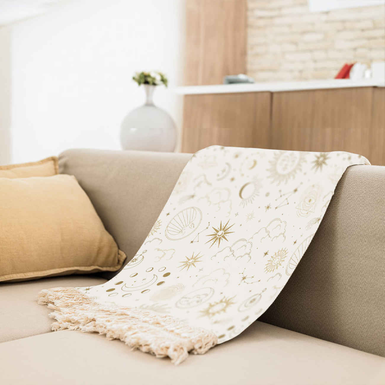 Price and Buy Sofa Throw with Sun and Moon Design – Ideal for Movie Night, Relaxing & Home Décor - Image 3