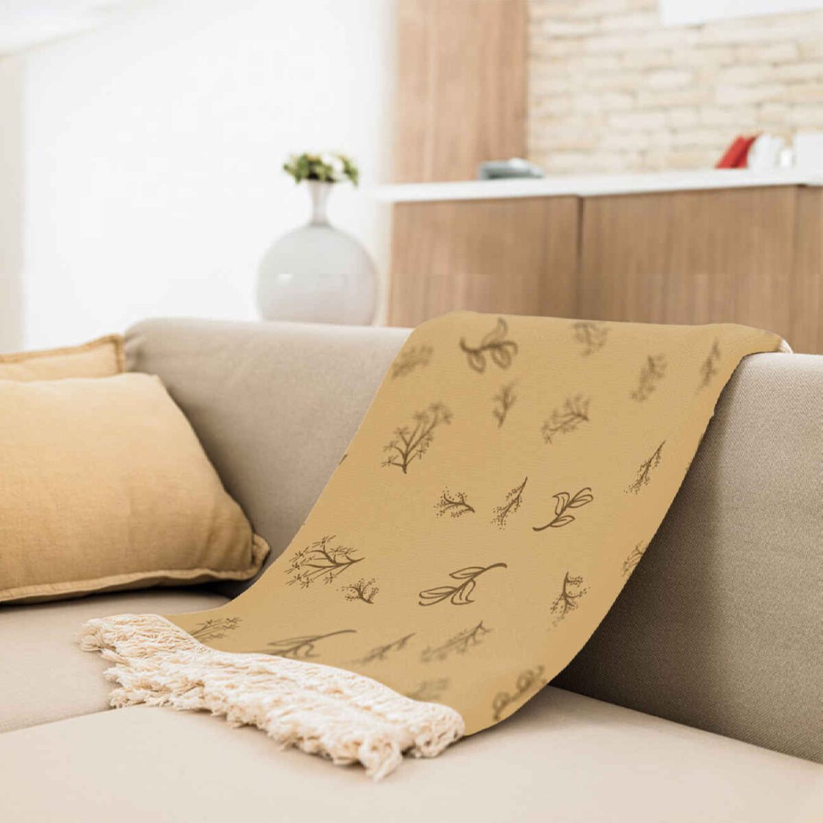 Price and Buy Velvet Sofa Throw with Leaf Design – Best for Living Room Décor - Image 3