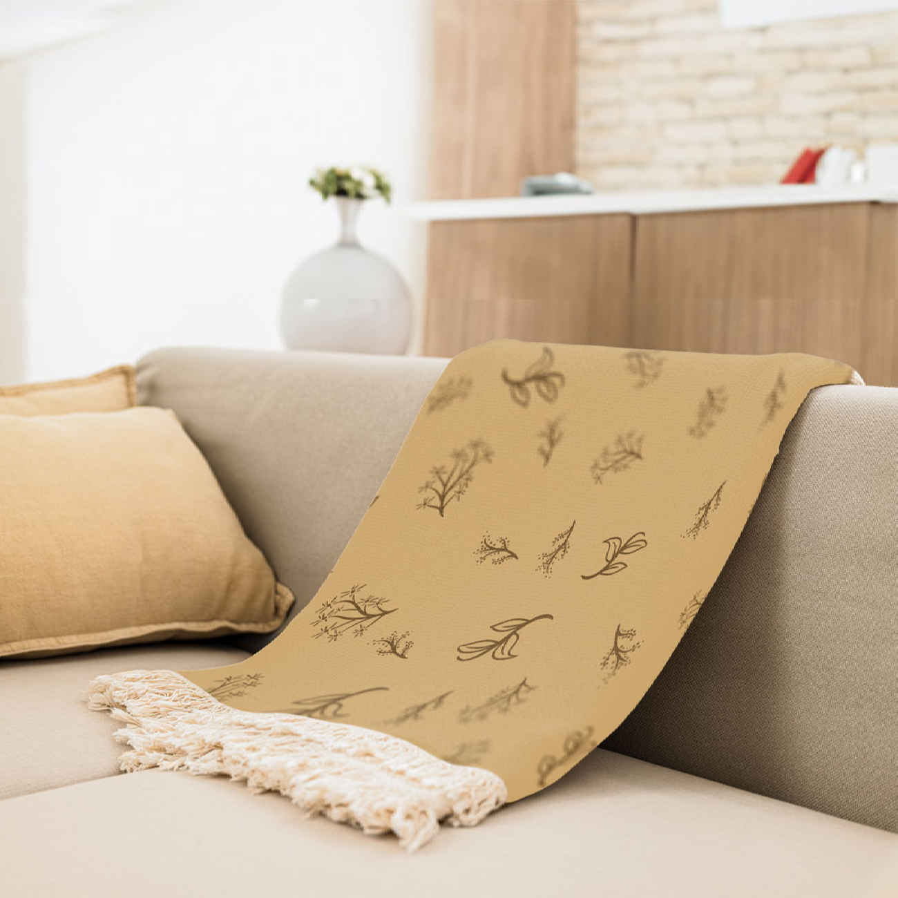 Price and Buy Velvet Sofa Throw with Leaf Design – Best for Living Room Décor - Image 3