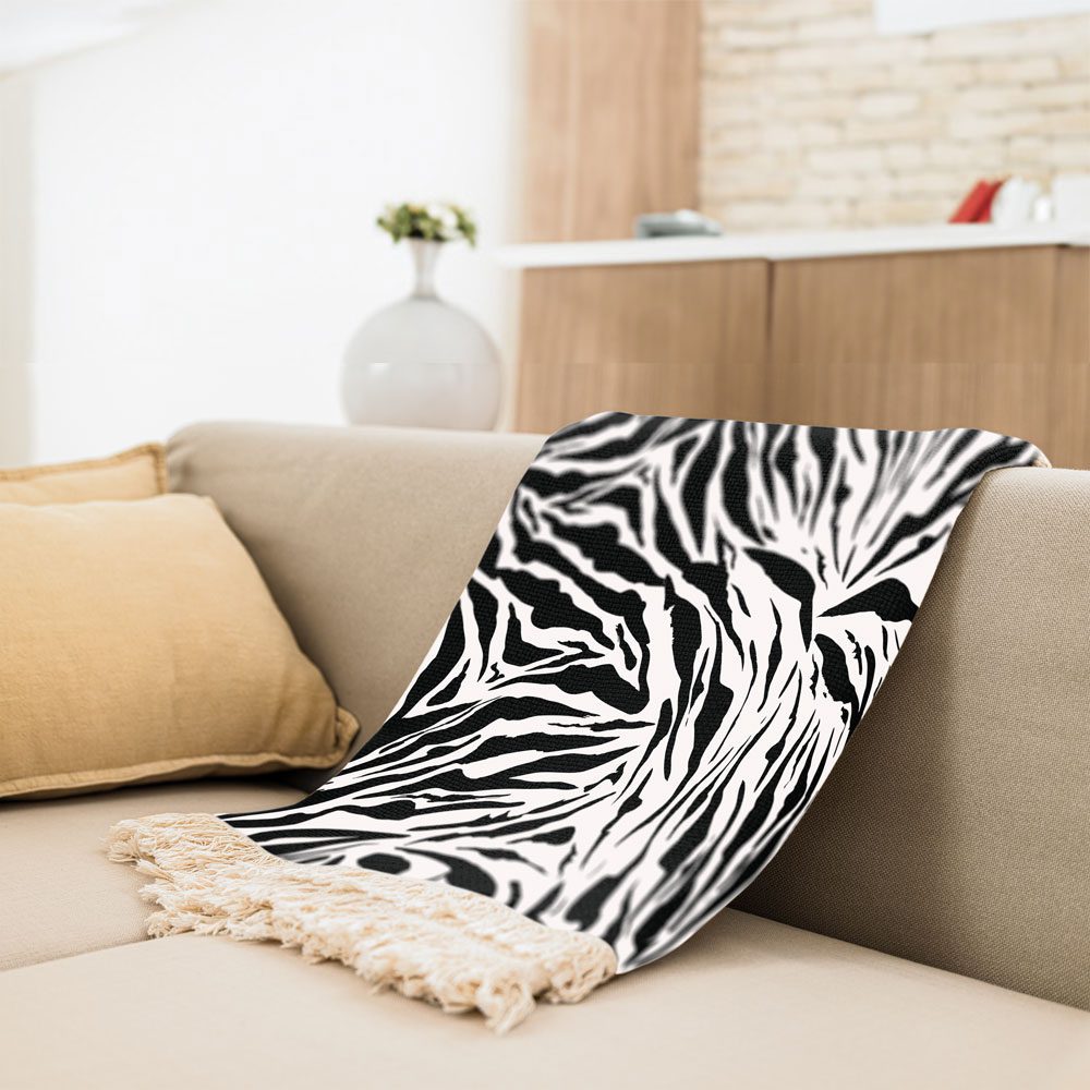 Price and Buy Velvet Throw Soft & Light for Sofa Zebra Print - Image 3