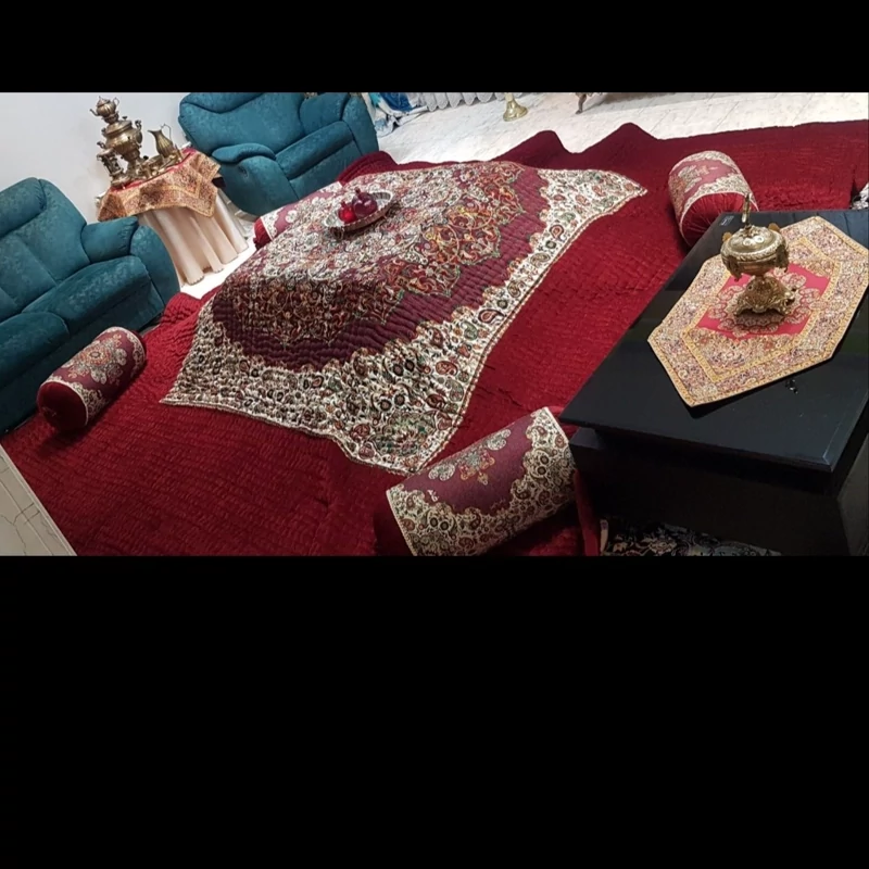 Price and Buy Handmade Termeh Korsi Quilt | Persian Hand-Stitched Comforter in 3x3, 3.5x3.5 & 4x4 Sizes - Image 19