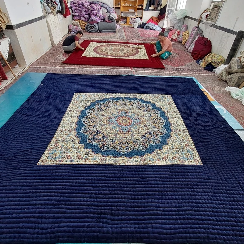 Price and Buy Handmade Termeh Korsi Quilt | Persian Hand-Stitched Comforter in 3x3, 3.5x3.5 & 4x4 Sizes - Image 5