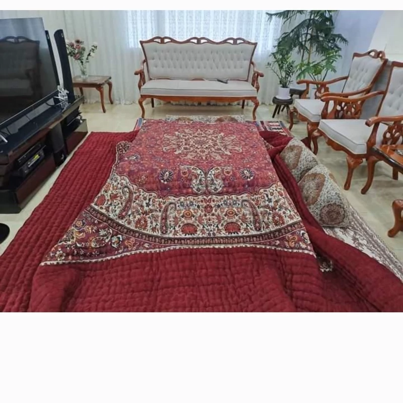 Price and Buy Handmade Termeh Korsi Quilt | Persian Hand-Stitched Comforter in 3x3, 3.5x3.5 & 4x4 Sizes - Image 9