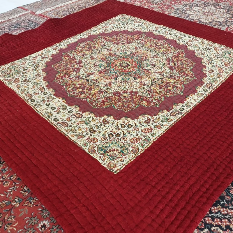 Price and Buy Handmade Termeh Korsi Quilt | Persian Hand-Stitched Comforter in 3x3, 3.5x3.5 & 4x4 Sizes - Image 7