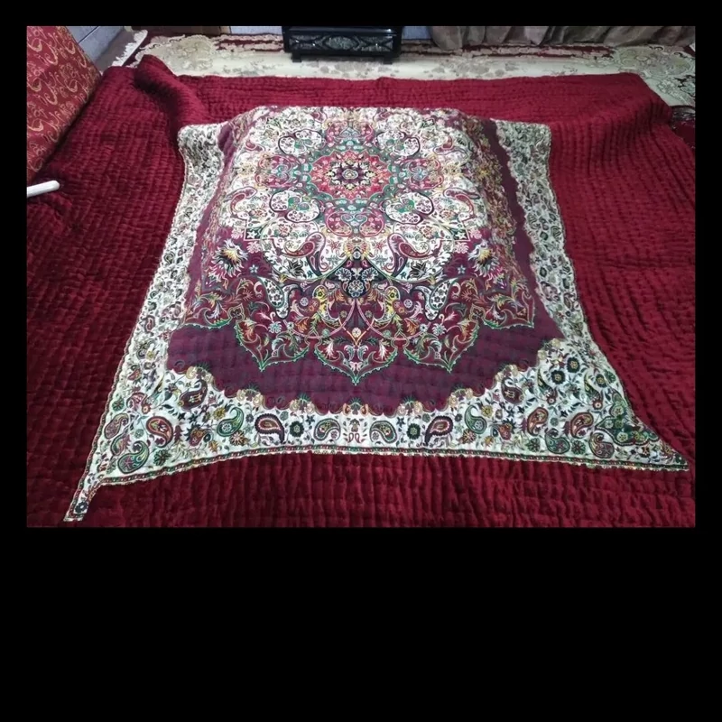 Price and Buy Handmade Termeh Korsi Quilt | Persian Hand-Stitched Comforter in 3x3, 3.5x3.5 & 4x4 Sizes - Image 8
