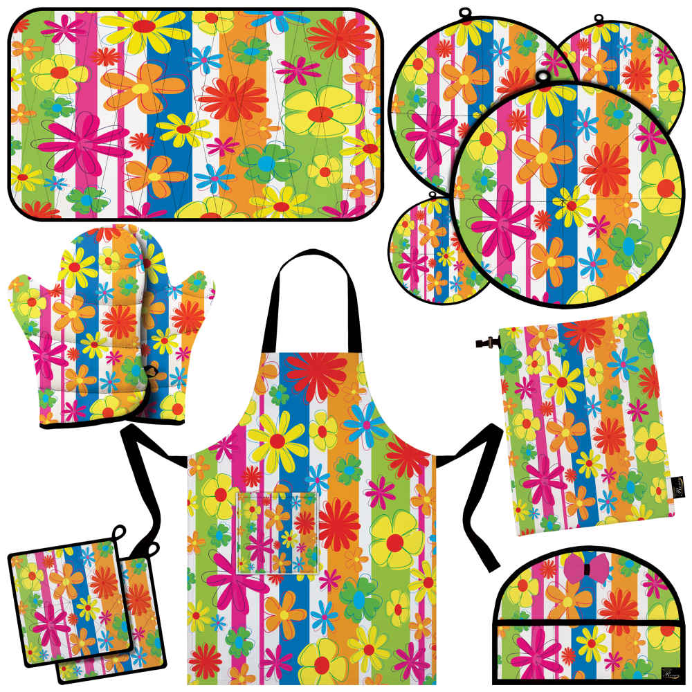 Price and Buy 13 Piece Floral Kitchen Apron Set Model Kiana