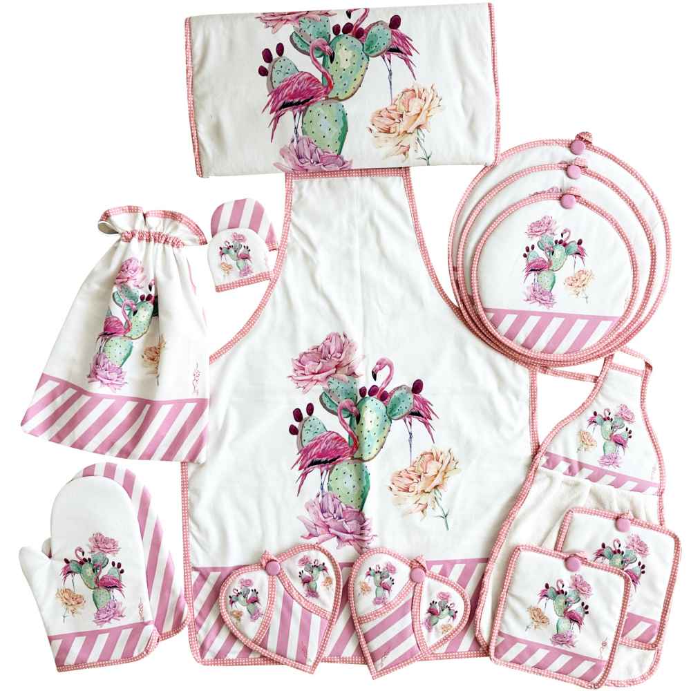 Price and Buy 15 Piece Floral Kitchen Apron Set Model Rozhin