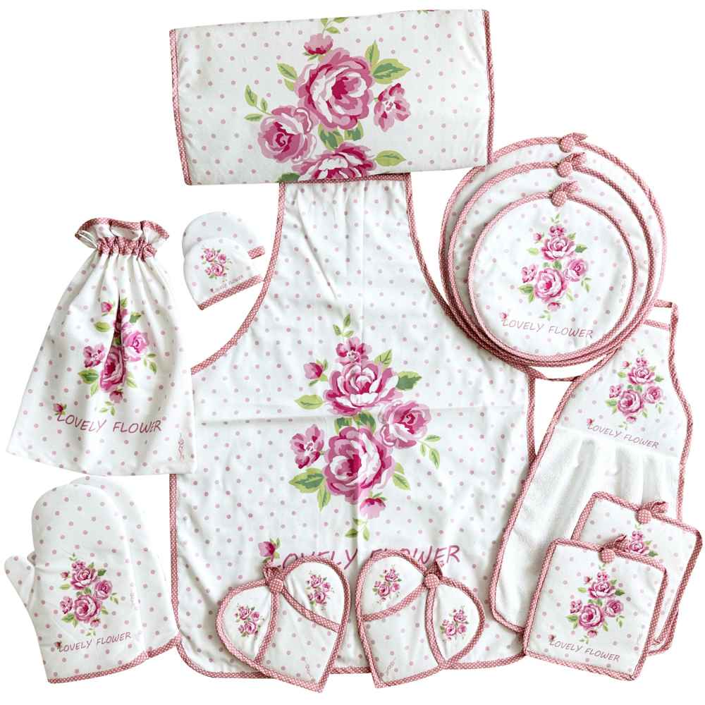 Price and Buy 15 Piece Floral Kitchen Apron Set Model Yasamin