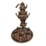 Price and Buy 16-Piece Charcoal Copper Samovar Set with Mina-Kari Enamel Design