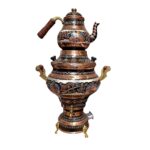Price and Buy 16-Piece Charcoal Copper Samovar Set with Mina-Kari Enamel Design - Image 5