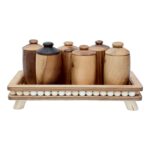 Price and Buy 6-Piece Wooden Spice Rack Set with Stand, Stylish and Practical Kitchen Organizer
