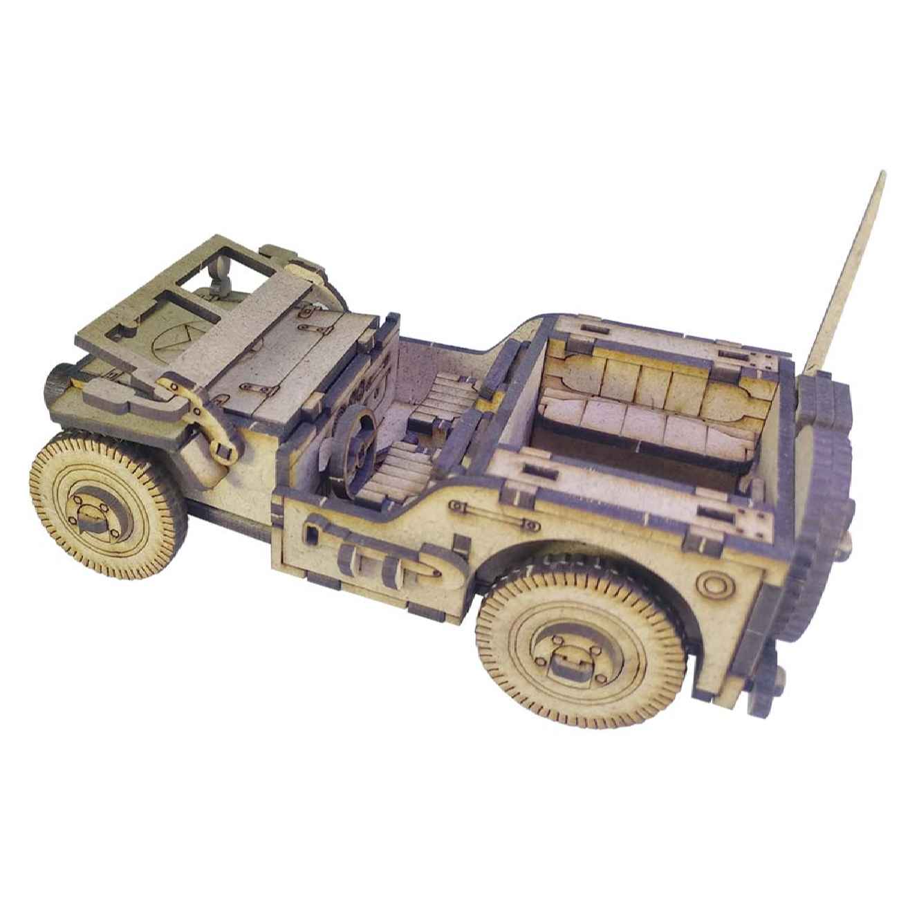 Price and Buy 78-Piece Wooden 3D Puzzle Model Kit – Military Jeep - Image 5
