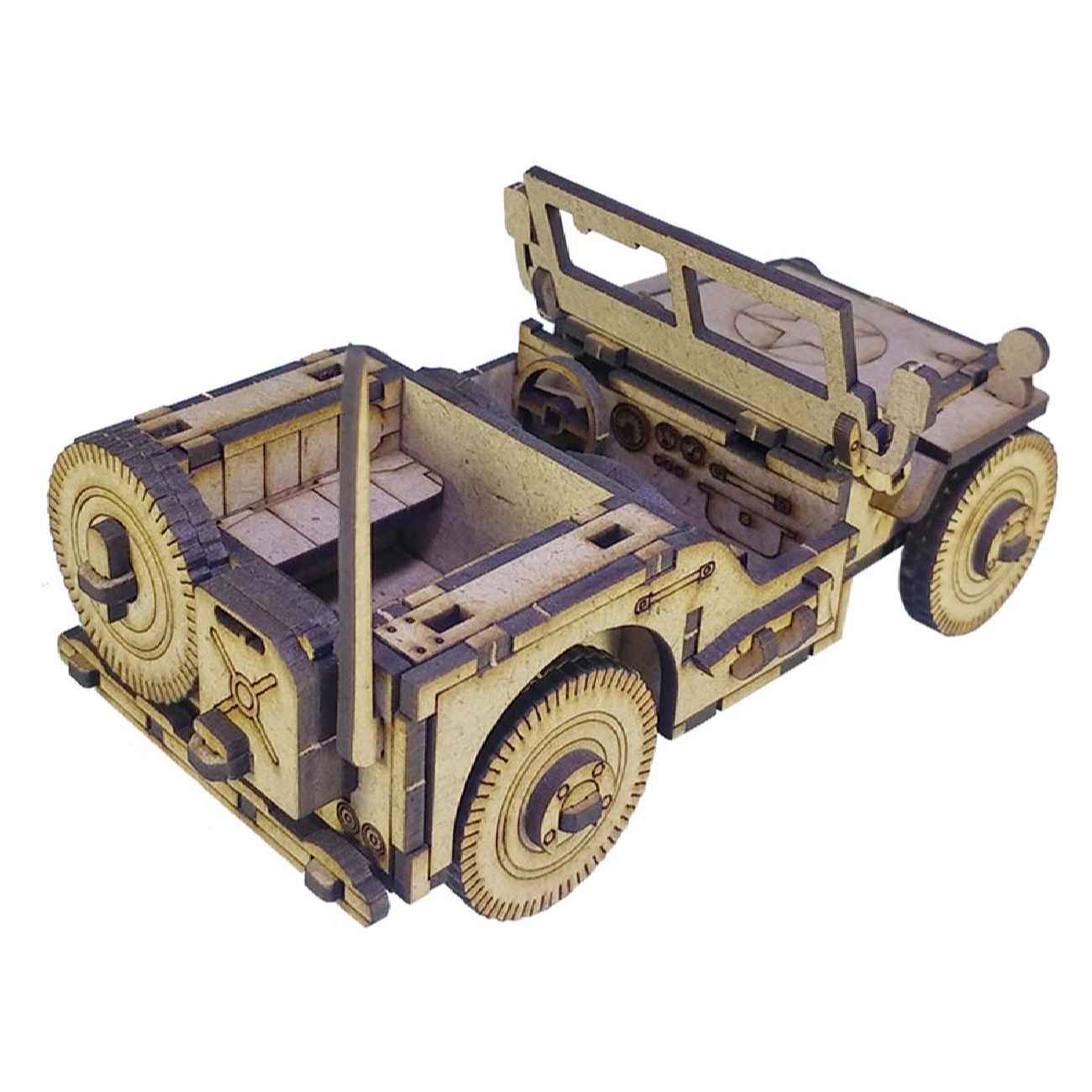 Price and Buy 78-Piece Wooden 3D Puzzle Model Kit – Military Jeep - Image 6
