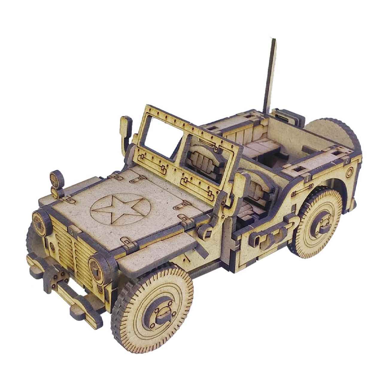 Price and Buy 78-Piece Wooden 3D Puzzle Model Kit – Military Jeep - Image 7