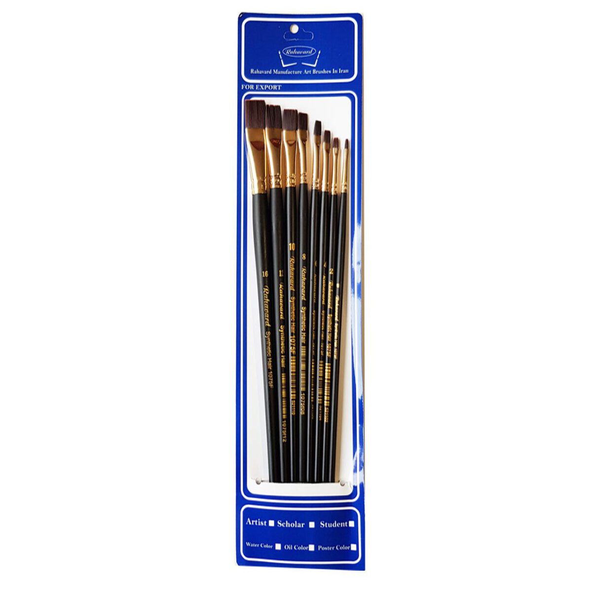 Price and Buy 8-Piece Flat Bristle Paint Brush Set for Watercolor, Acrylic, & Gouache - Image 3