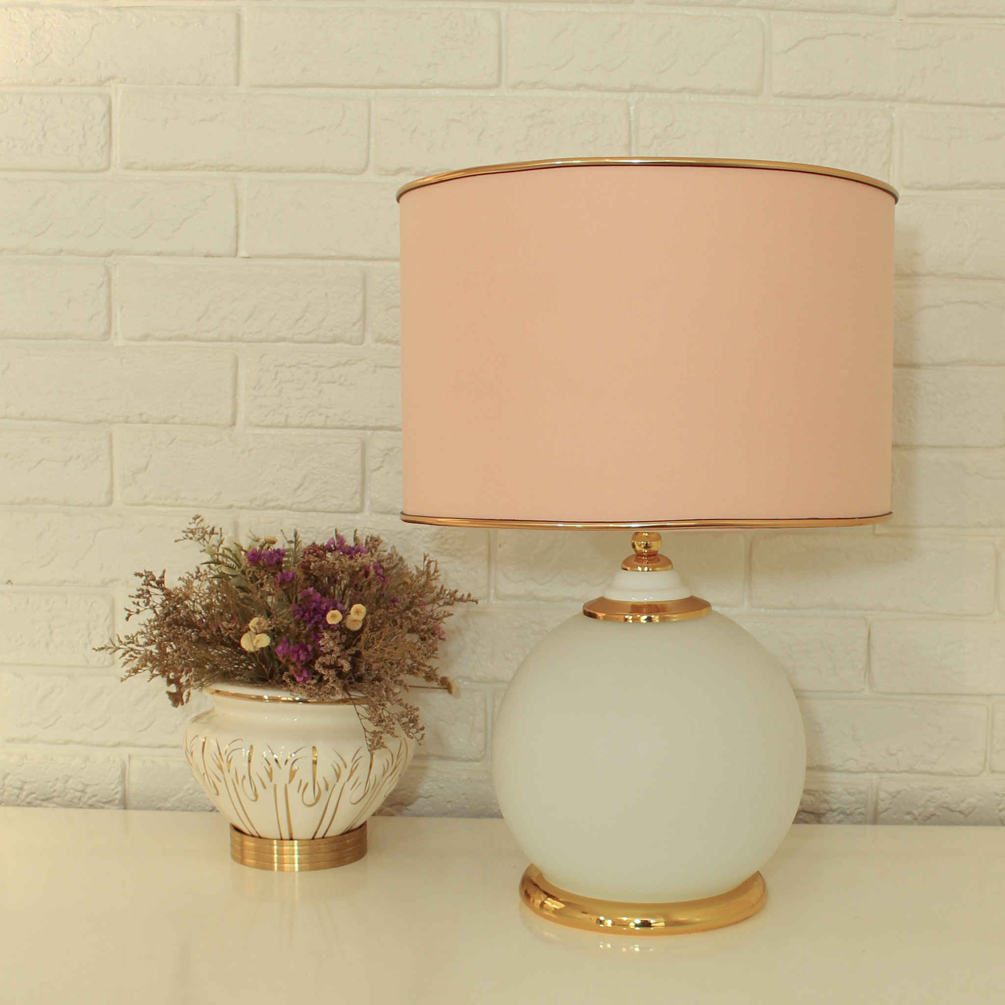 Price and Buy Accent Table Lamp with Fabric Drum Lampshade Orb Aserin