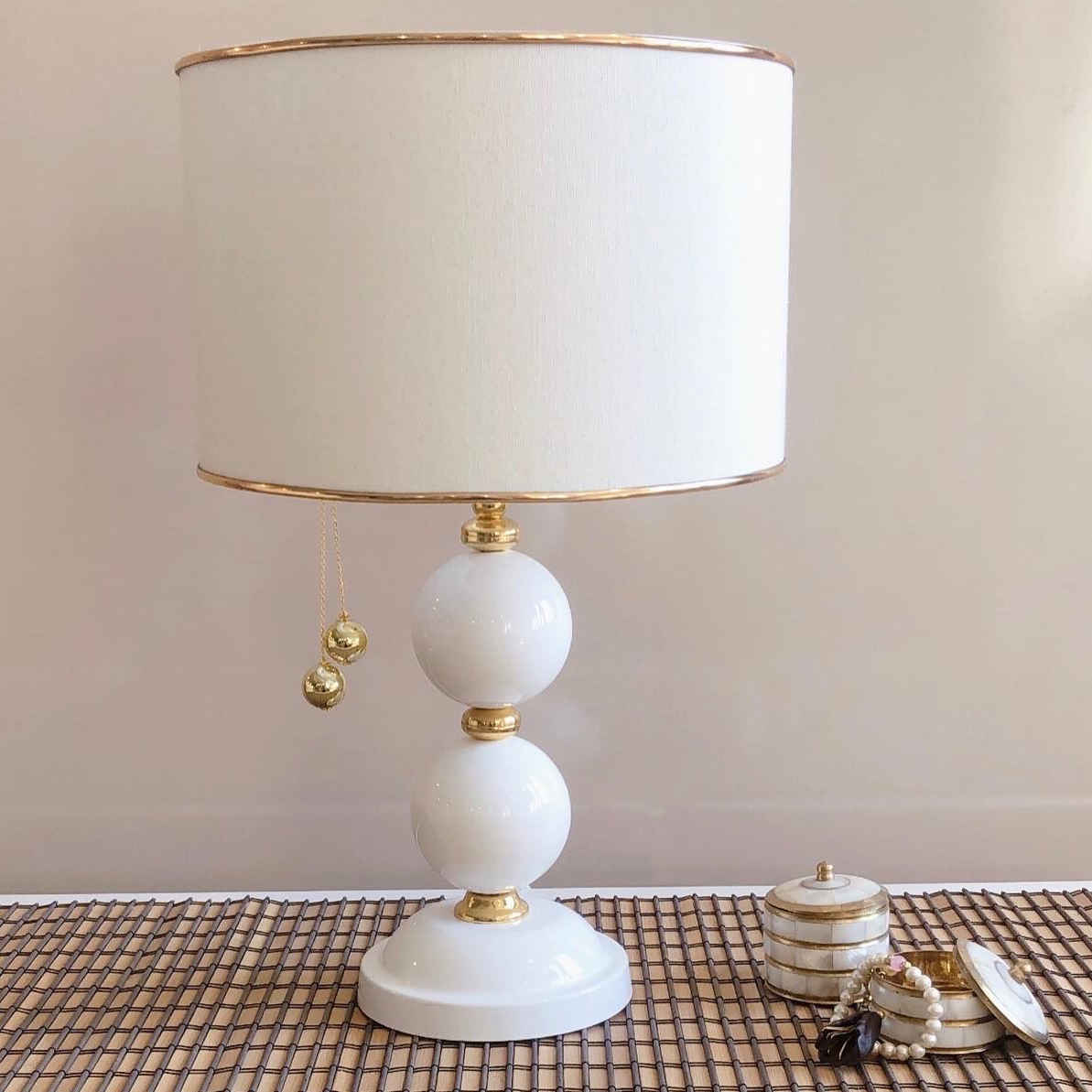 Price and Buy Accent Table Lamp with Fabric Drum Lampshade Orb