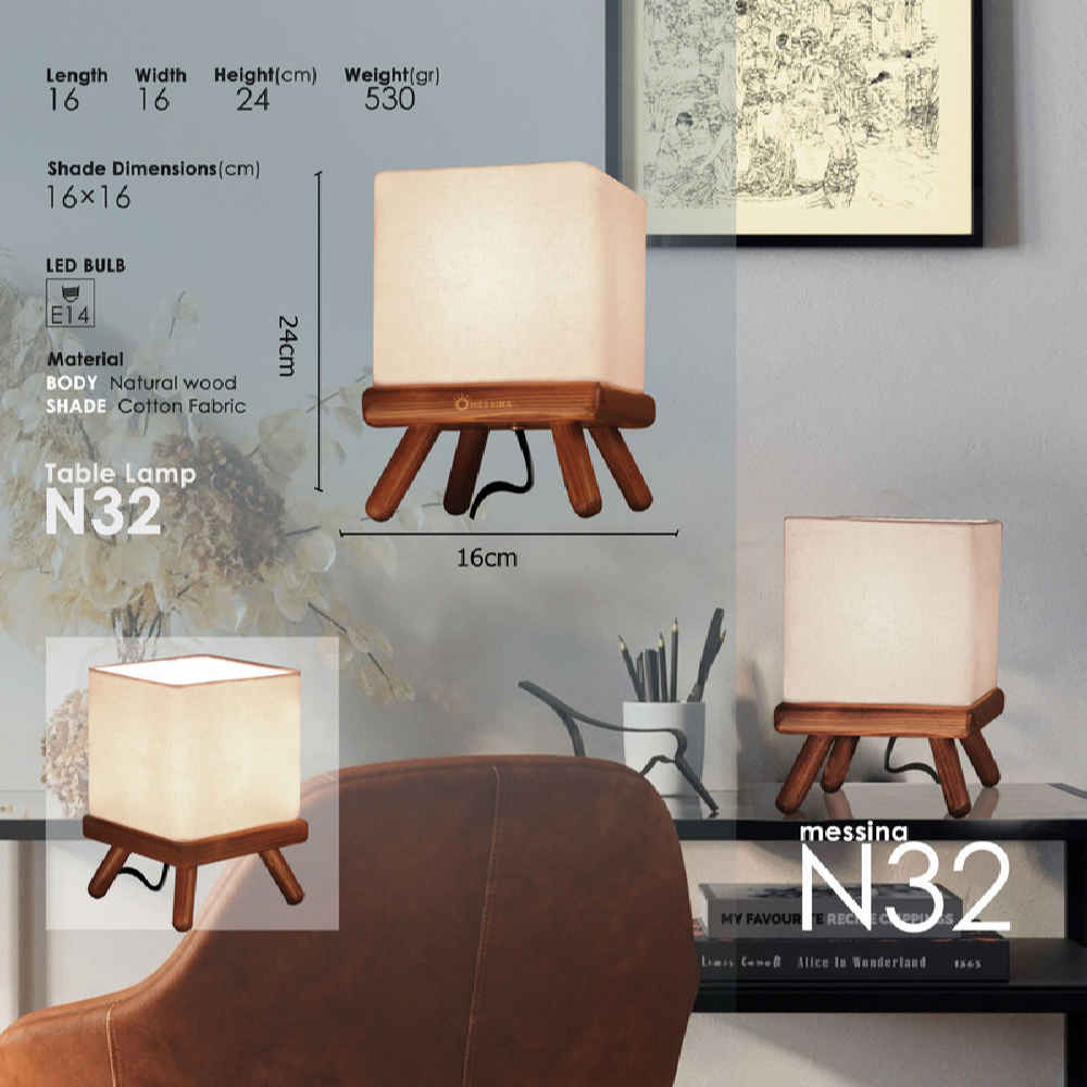 Price and Buy Accent Wooden Table Lamp Handcrafted Square - Image 3