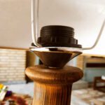 Price and Buy Accent Wooden Table Lamp Handcrafted Velvet Shade Behnam - Image 3