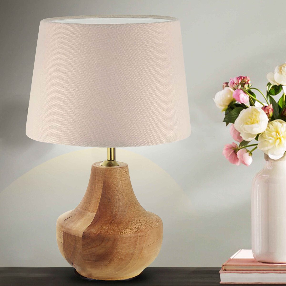 Price and Buy Accent Wooden Table Lamp With Fabric Lampshade Farsam - Image 5