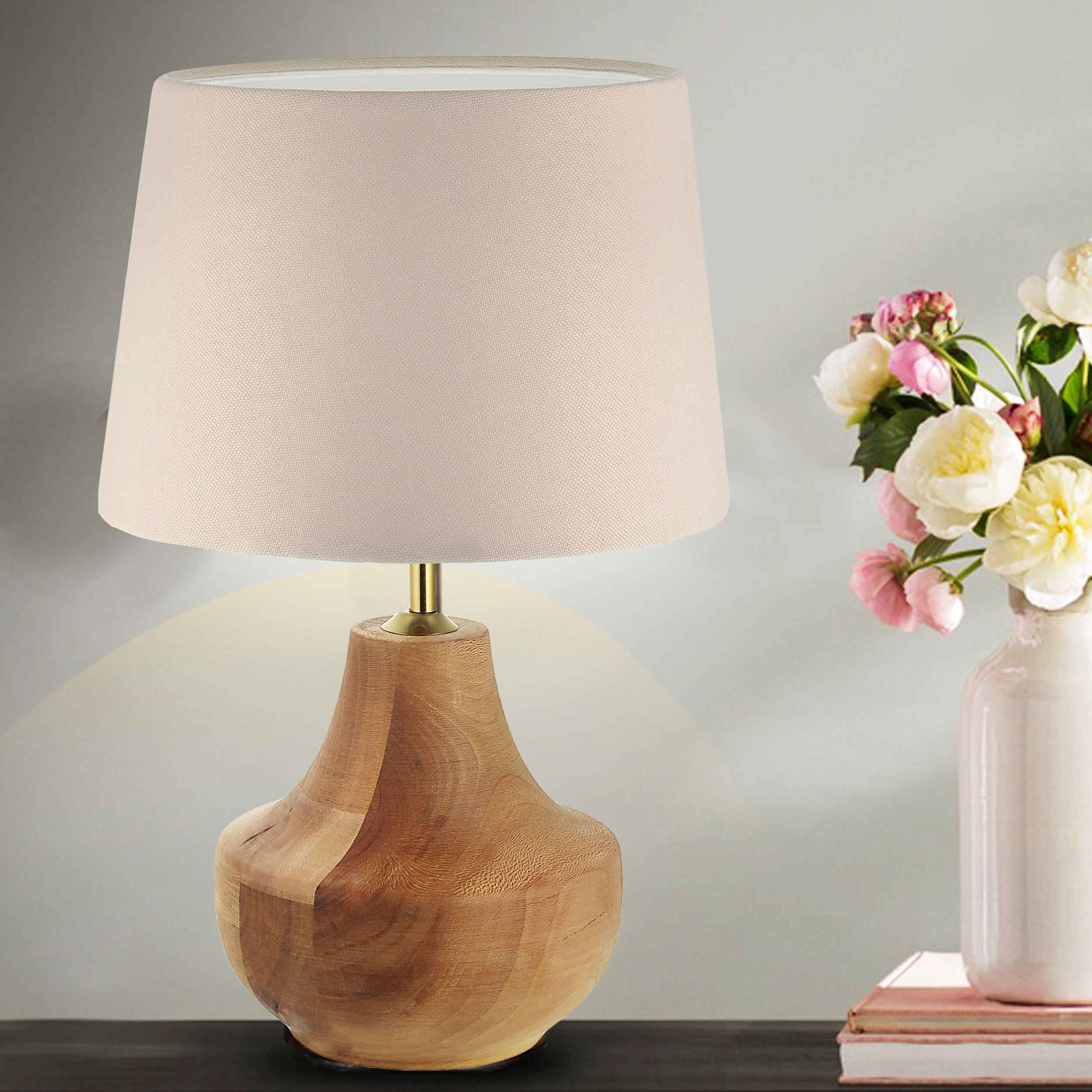 Price and Buy Accent Wooden Table Lamp With Fabric Lampshade Farsam - Image 5