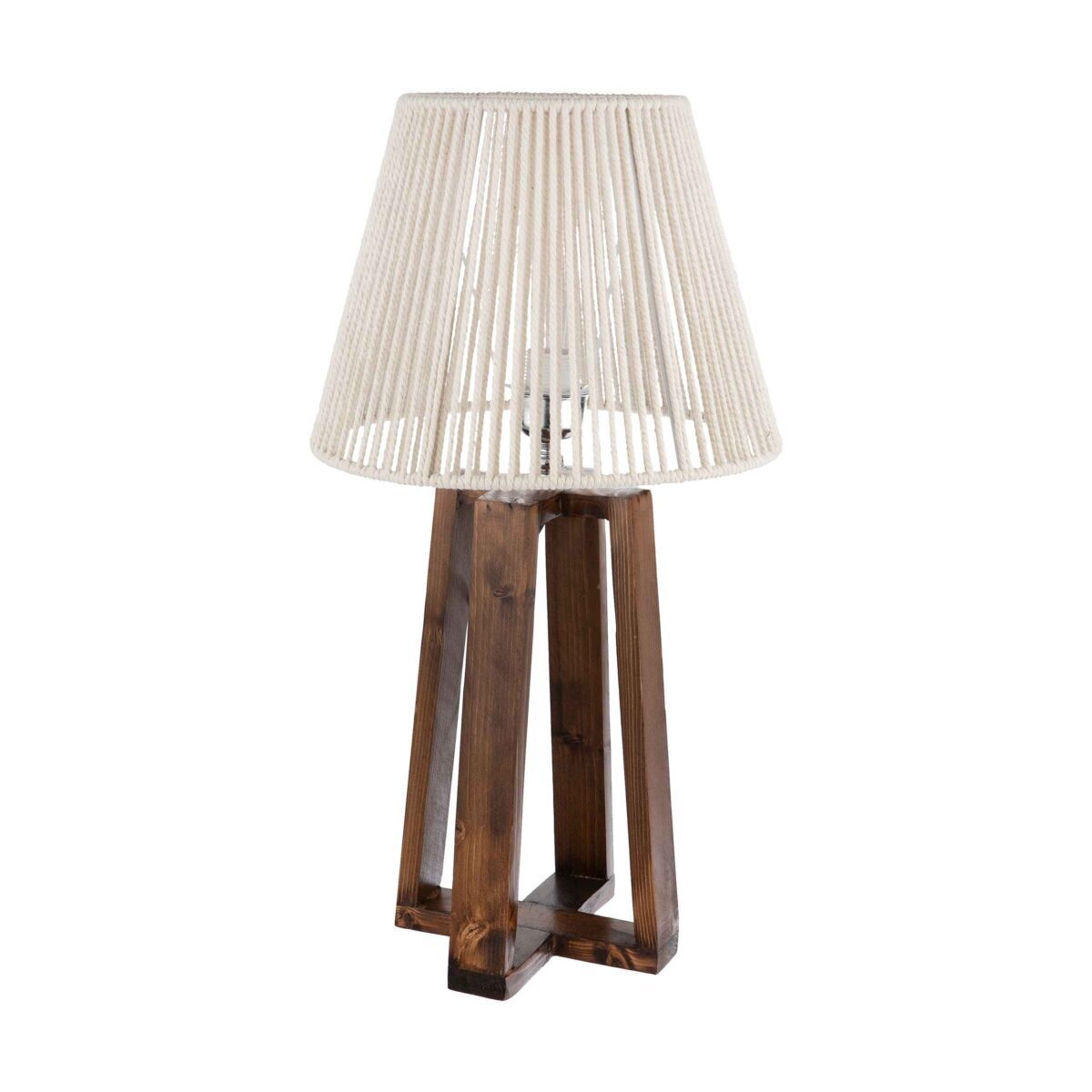 Price and Buy Accent Wooden Table Lamp With Macrame Lampshade
