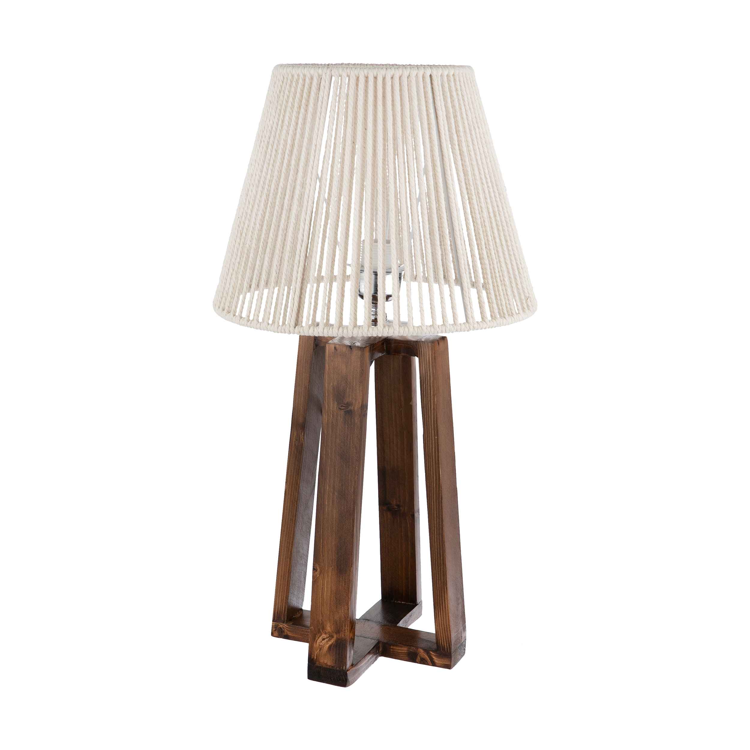 Price and Buy Accent Wooden Table Lamp With Macrame Lampshade
