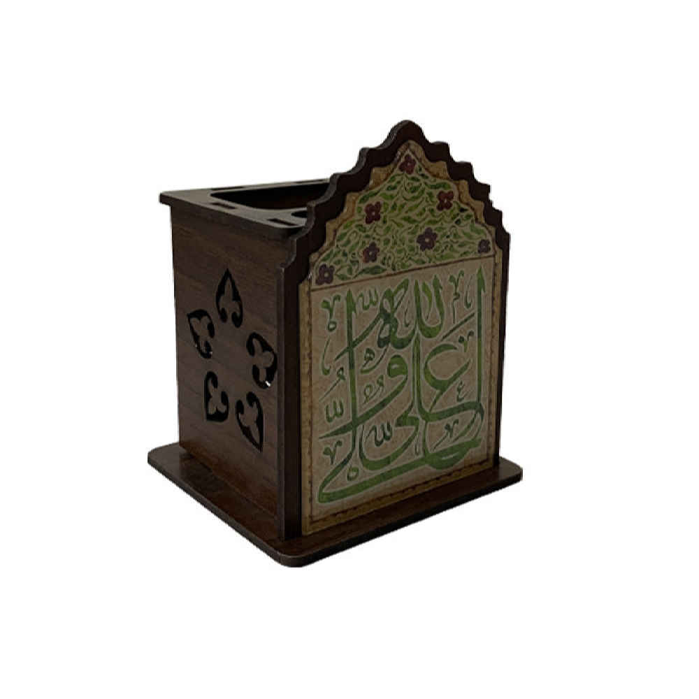 Price and Buy Ali Calligraphy – Islamic Wooden Desk Pen Holder with Elegant Art - Image 3